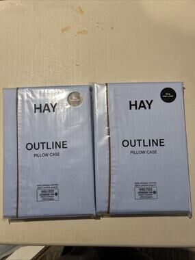 HAY Outline King Pillow Case Soft Blue Organic Cotton 300TC